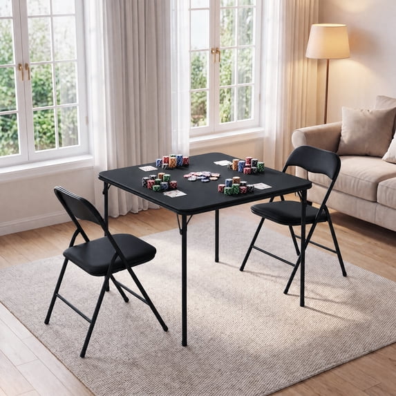 Quick Fold Table Portable Folding Table and Chairs Set, Space-Saving Card & Dining ...