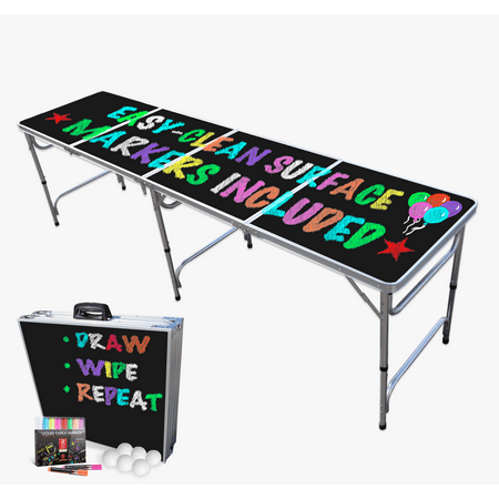 Portable Folding Table with PARTY PONG Graphic - Adjustable Length 8 ft or 4 ft Kids and Adult Party Table