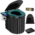 thumbnail image 1 of Portable Folding Toilet with Removable Paper Holder for Camping,Includes Waste Bag and Waterproof Storage Bag, 14"D x 12"W x 15"H, Bear up to 450-500Lbs, 1 of 8