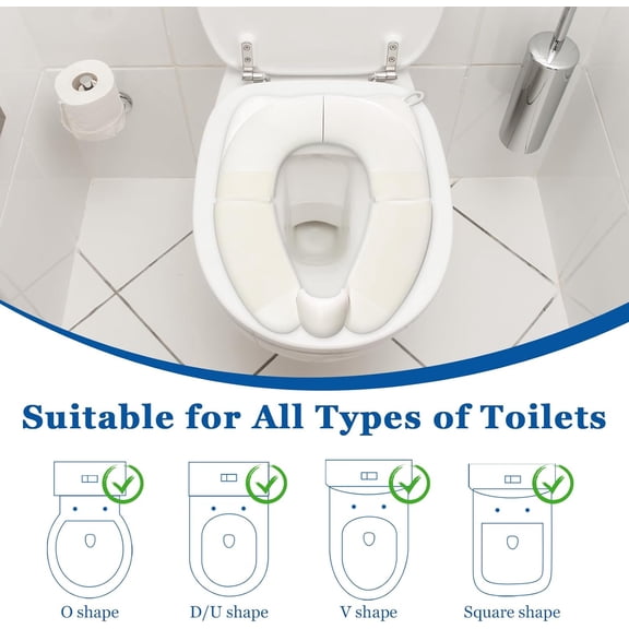 Portable Folding Toilet Seat for Kids, Travel Potty Training Helper, Training Urine Anti Slip Toilet Seat Cover with Splash Guard Includes Free Storage Bag, Fits Most Toilets - White