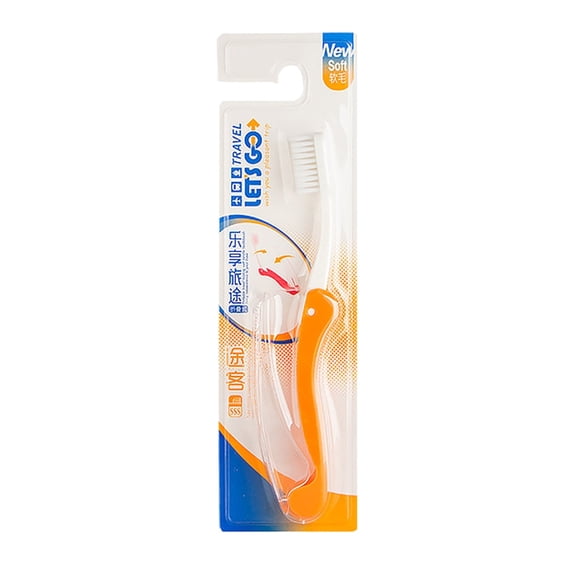 Portable Folding Toothbrush Orange - Travel Toothbrushes Medium Mini Toothbrush with Toothbrush Cover Camping Toothbrush Interlock Folding Travel Size Toothbrush Adults Travel Toot Makeup Organizers