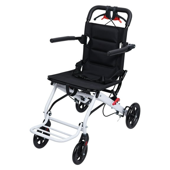 Portable Folding Transit Wheelchair for Adults & Seniors - Lightweight Aluminum Frame, Supports 180lbs, Narrow Doorway Design for Elderly Travel