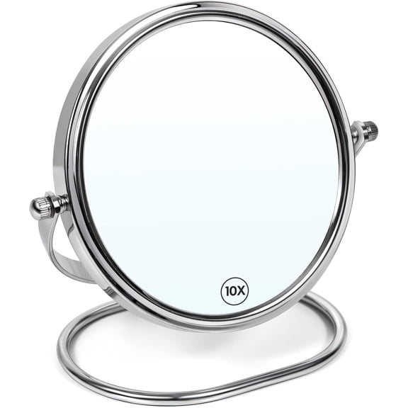 Portable Folding Travel Makeup Mirror,1X/10X Magnifying Mirror,6" Double-Sided 360? Swivel,Handheld & Wall Metal Mirror for and -the-Go Use,Travel Storage Bag Included,No Light