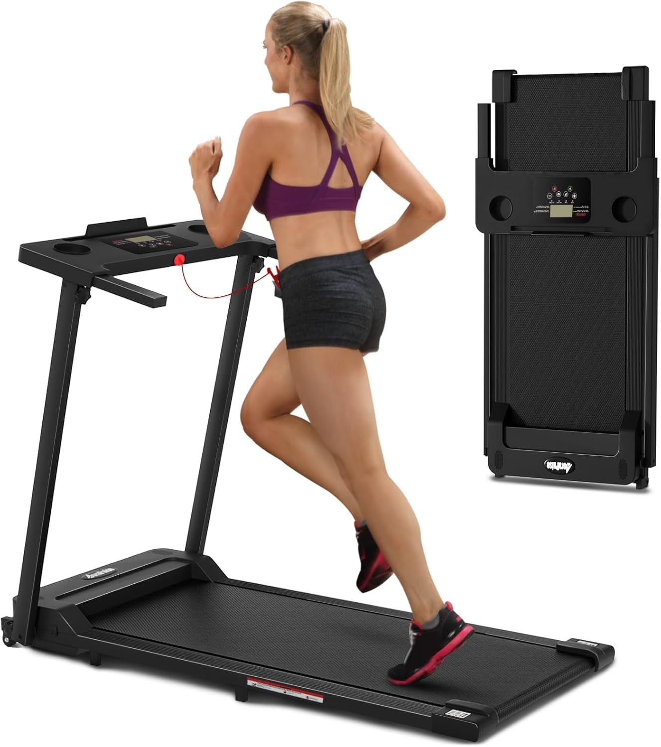 300 lbs Portable Folding Treadmill 3.0 HP Foldable Compact Treadmill for Home Office Walking Running Treadmill with LED Display for Exercise Walmart