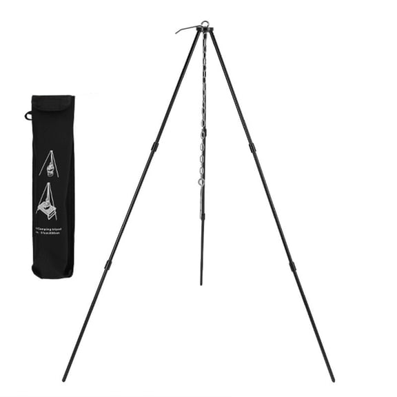 Portable Folding Tripod Stand for Campfire Cooking, Stable and Heat-Resistant