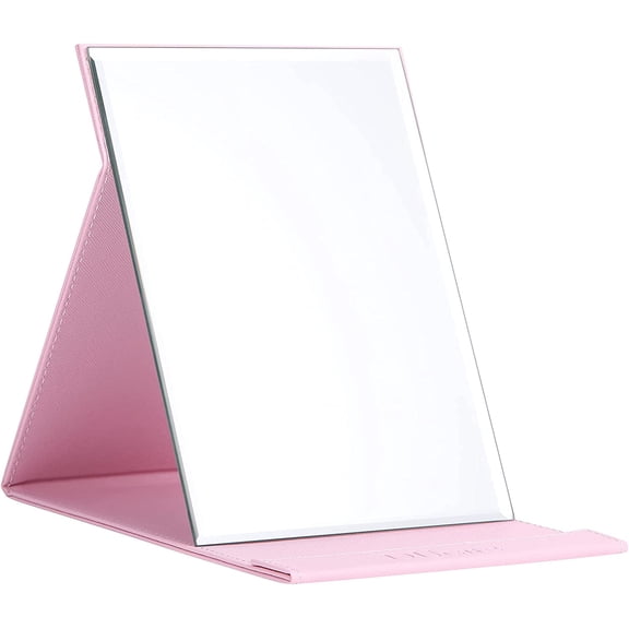Portable Folding Vanity Mirror with Stand, Pink