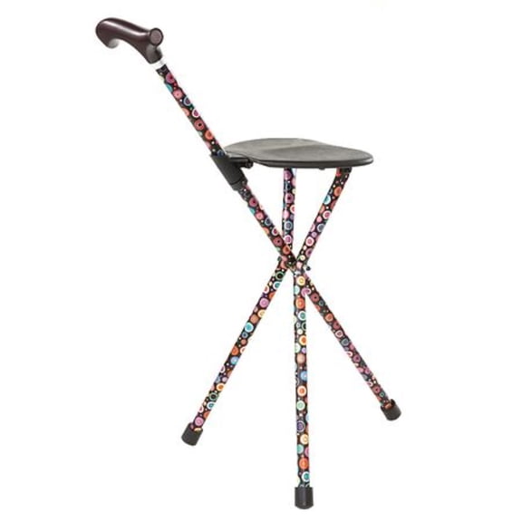 Portable Folding Walking Stick with Seat - Lightweight Aluminum Cane for Support and Rest, 220 lbs Capacity