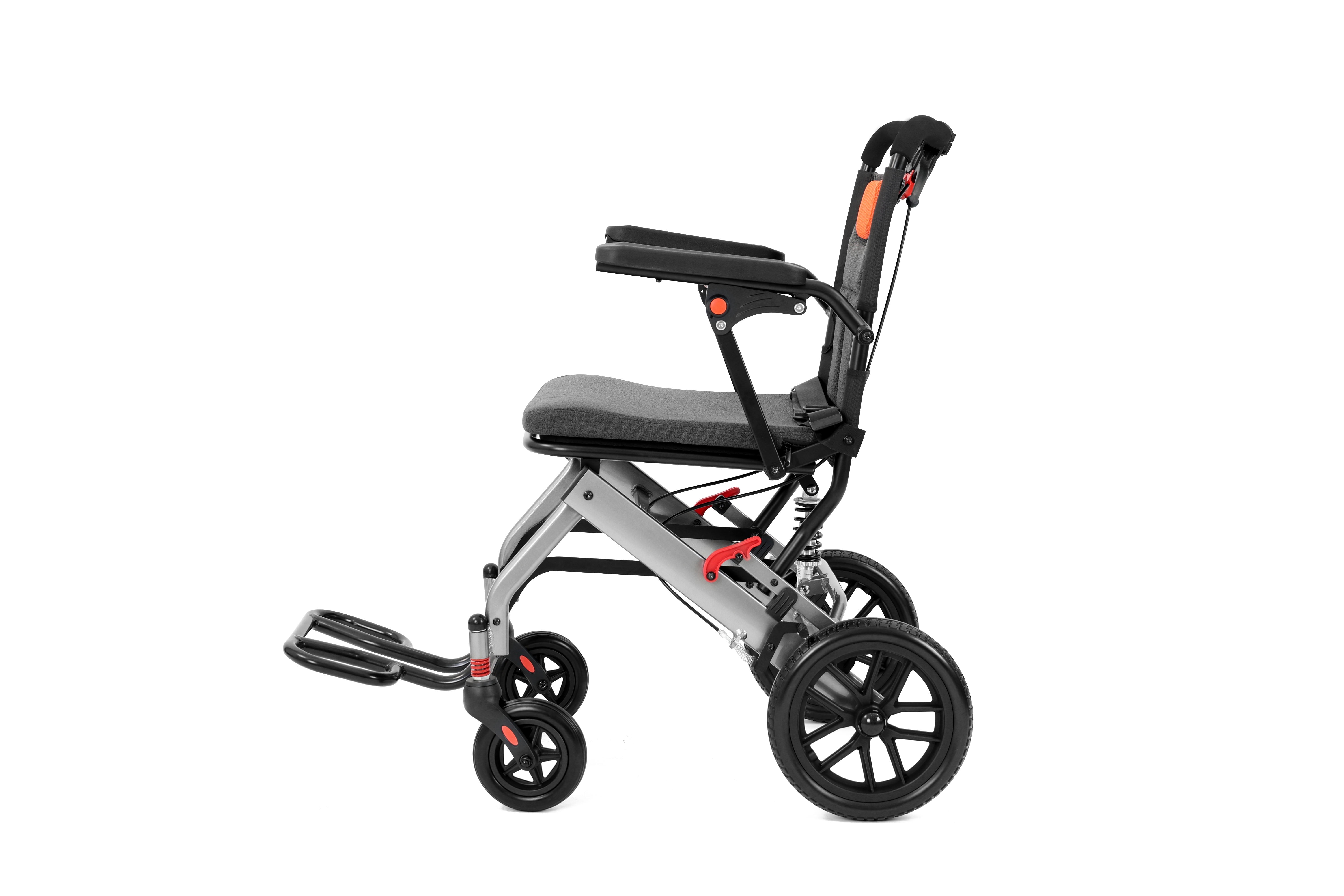 Portable Folding Wheelchair - Travel Wheelchair with Handbrake, Ultra-Light, Ideal for Elderly and Children