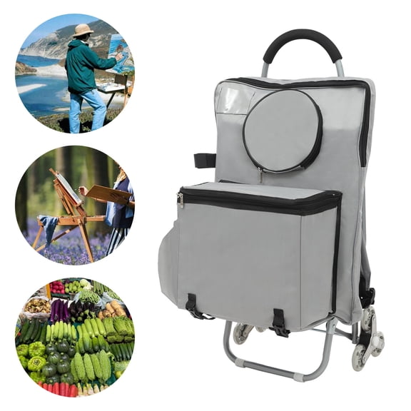 Portable Folding Wheeled Art Chair Cart Painting Rolling Big Chair Cart With Storage Bag