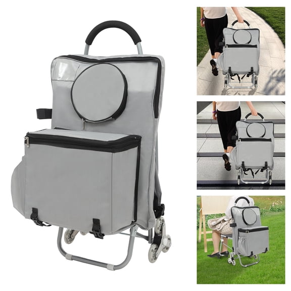 Portable Folding Wheeled Art Chair Cart Rolling Big Chair Cart With Storage 43*93cm for Grocery Shopping, Mall Shopping, Leisure Travel