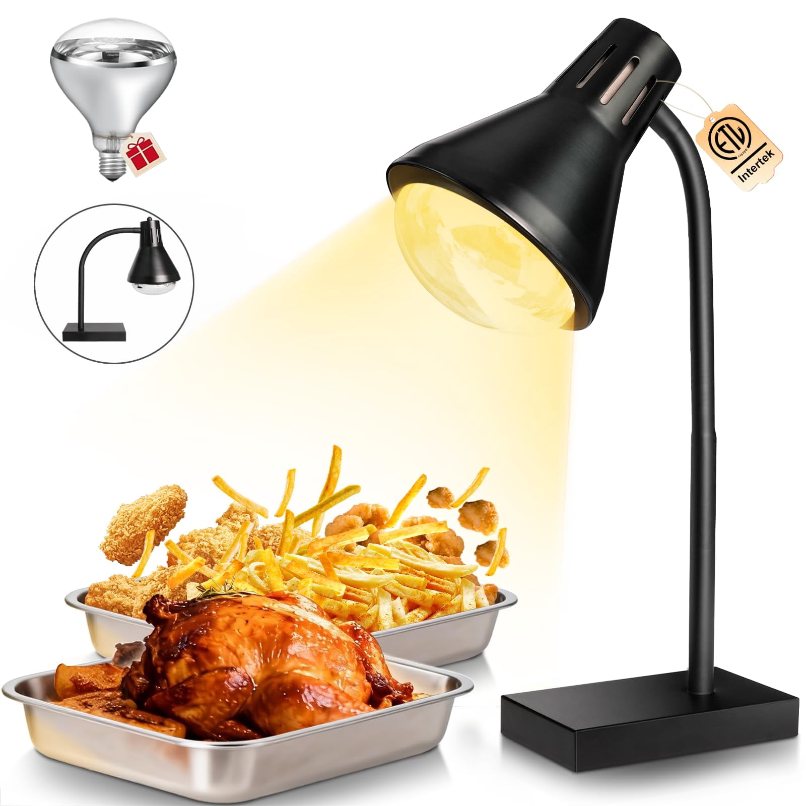 Portable Food Heat Lamp [Fast & Uniform Heating] [Compact Design ...