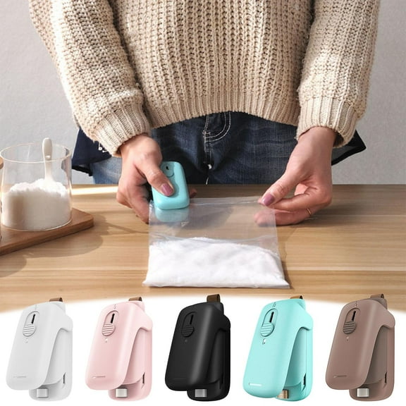 Portable Food Sealer, Handheld Bag Sealer with Cutter, Mini Manual Sliding Heat Sealer for Plastic Bags, Non-preheating & Easy-open Design to Lock in Freshness, Ideal for Kitchen, Pantry,