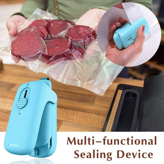 Portable Food Sealer, Handheld Bag Sealer with Cutter, Mini Manual Sliding Heat Sealer for Plastic Bags, Non-preheating & Easy-open Design to Lock in Freshness, Ideal for Kitchen, Pantry,