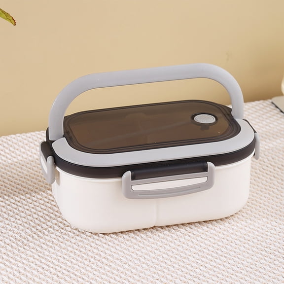 Portable Food Warmer Lunch Box,Double-Layer Bento Box Compartmentalized Lunch Box Microwave-Specific Adults and Office Worker Meal Box,White