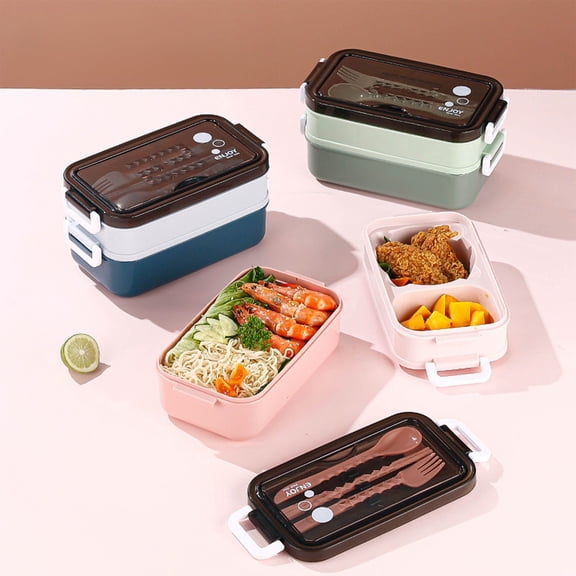 Portable Food Warmer Lunch Box,Double Layer Microwave Lunch Box insulation for Takeout Meals for Office Workers Portable Sealed Food Storage Box High Temperature Resistants Lun,Blue