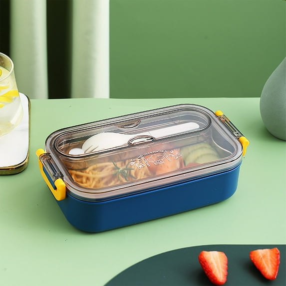 Portable Food Warmer Lunch Box,Lunch Box Plastic Box Body 700Ml and Stainless Steel Liner 480Ml Bento Lunch Box Lunch Containers for Adults Leak Proof,Blue