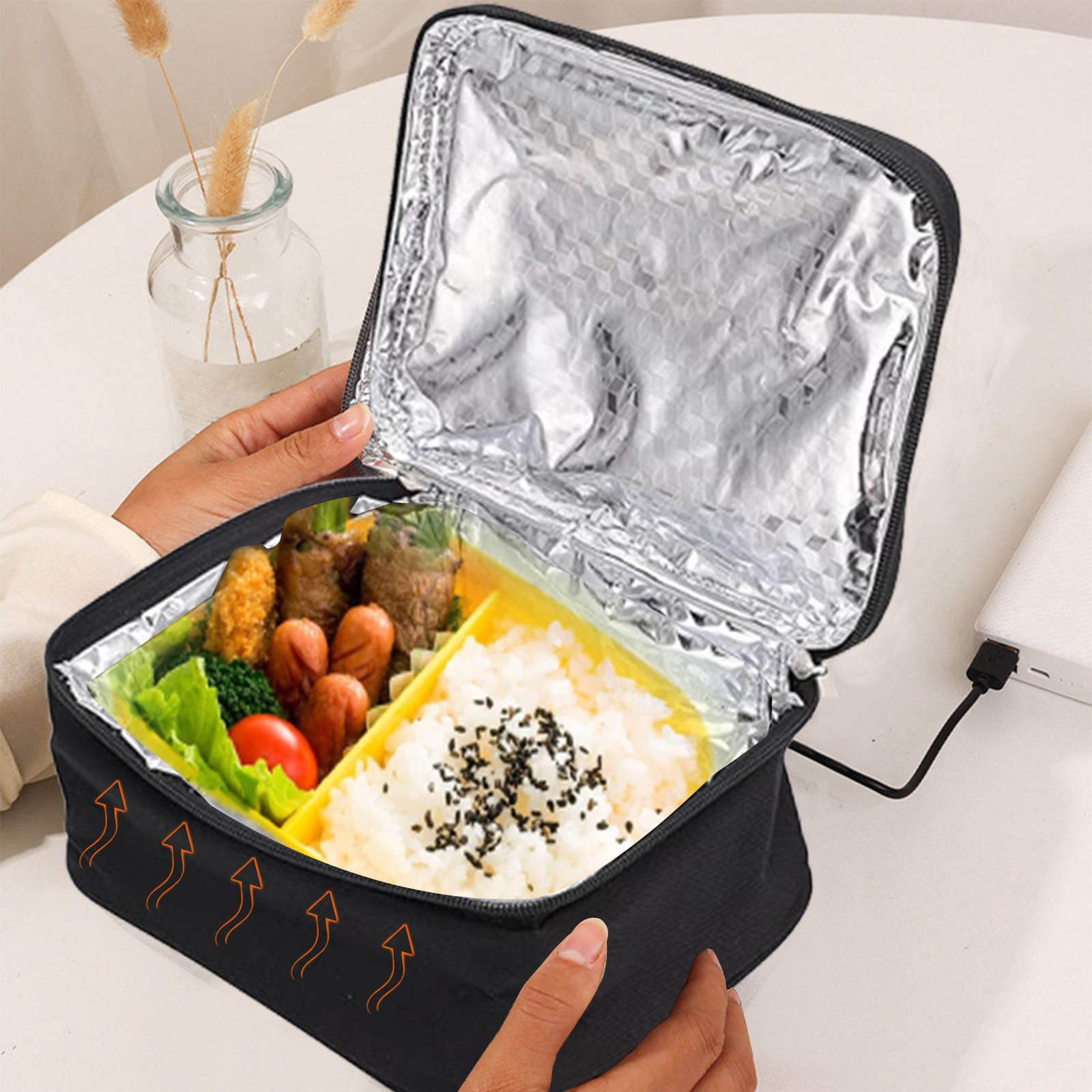 Plug-in Electric Lunch Box Insulation Lunch Box Portable Heated Lunch Box  Double Stainless Steel Liner 1.5L