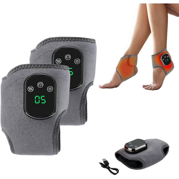 Portable Foot and Ankle Massager with Heat – 3-Speed Vibration & 5-Temperature Settings, Wireless for Pain Relief, Swelling, Plantar Fasciitis, Travel & Home Use (2)