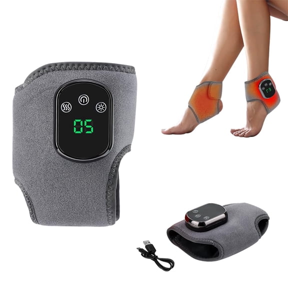 Portable Foot and Ankle Massager with Heat  3-Speed Vibration & 5-Temperature Settings, Wireless for Pain Relief, Swelling, Plantar Fasciitis, Travel & Home Use