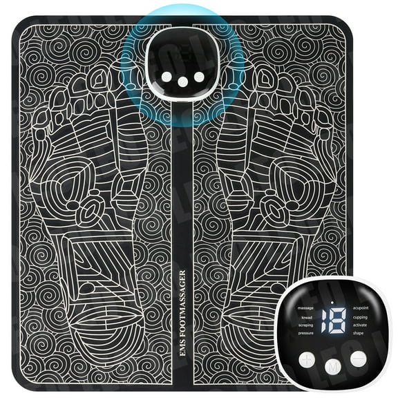 Portable Foot Massager Mat with Remote Control LED Screen, 6 Modes & 19 Levels