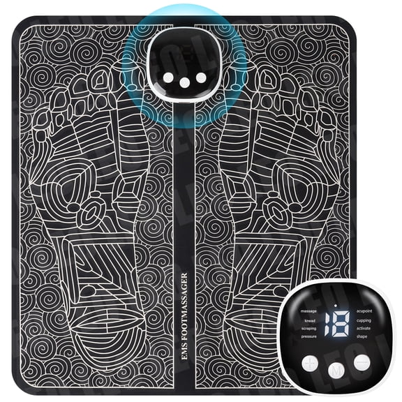 Portable Foot Massager Mat with Remote Control LED Screen, 6 Modes & 19 Levels