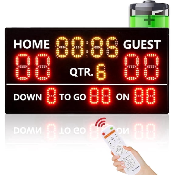 Portable Football Scoreboard, Rechargeable Wireless Digital Scoreboard with Remote, Electronic Scoreboard Football Score Keeper for Outdoor/Football Training/American Football Games/Rugby Ball
