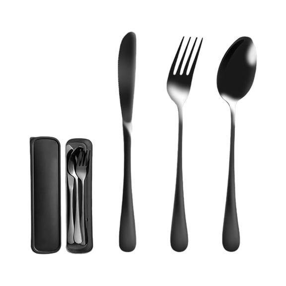 Portable Fork Knife Spoon Set with Case Mirror Cutlery 20x6x3cm Spoons and Forks Set Stainless Steel