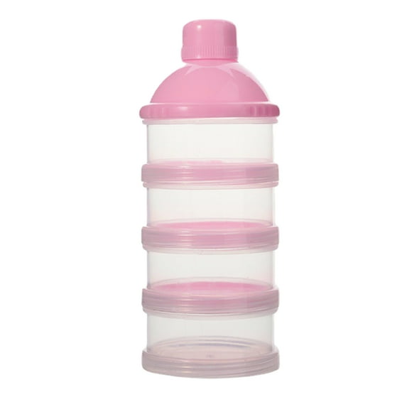 Portable Formula Dispenser Stackable Powder Organizer, 4-Layer Food Storage Container for Travel & Home, Leakproof Kitchen Essentials with Measuring Scoop, Basiess Milk Powder Box Pink
