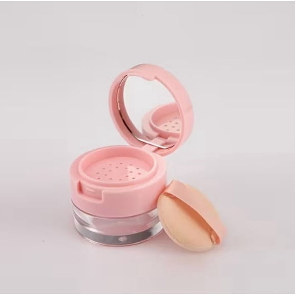 Portable Fragrance-Free Mini Loose Powder Box with Sieve and Powder Puff 3g/5g Travel Size Setting Powder Container for On-the-Go Touch-Ups and Cosmetic Storage