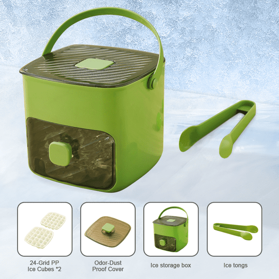 Portable Freezer Ice Maker with Ice Bin Fast, Compact Countertop Design & Storage Drawer | One-Touch Operation for Home, Office, Household & Outdoor Use Makes 48 Ice Cubes (Green)