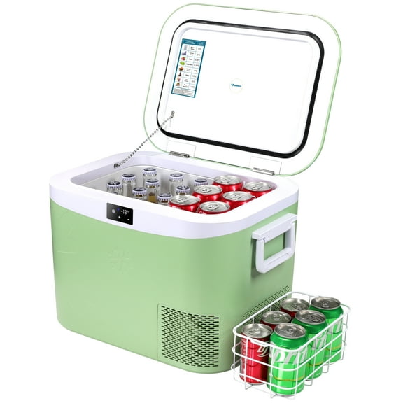 Portable Fridge 19 QT(18 Liter) 12 Volt Fridge Car Freezer Compressor Cooler 12/24V DC 110～240V AC for Camping Truck RV Boat & Home Use -18℃~ 15℃