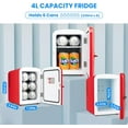 thumbnail image 1 of Portable  Fridge 4L Red 6 Can Cooler Warmer  Friendly Compact Refrigerator with Observation Window, 1 of 7