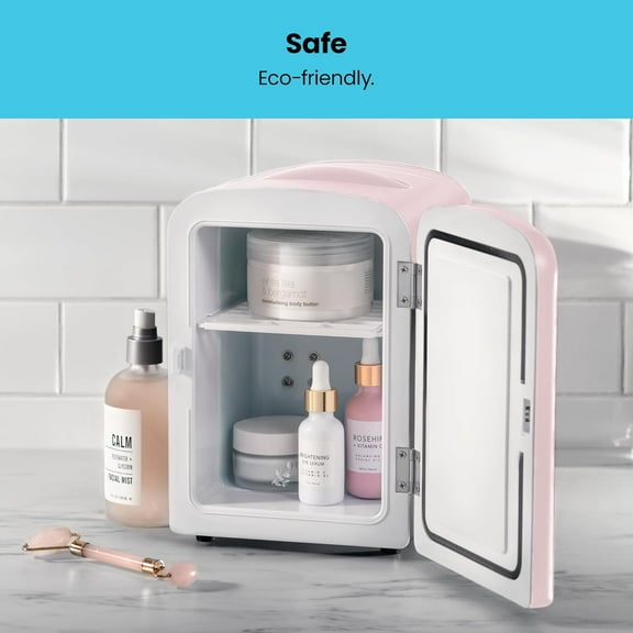 Portable Fridge - Pink, Cool or Heat, 4L Capacity for Skincare, Snacks, 6 Cans