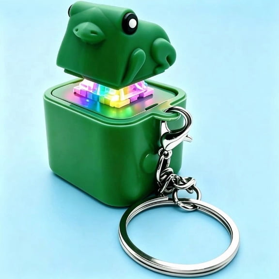 Portable Frog Croaking Keychain  Frog Fidget Toy with Sound & LED Lights, Rechargeable Noise Maker Keychain for Stress Relief, Perfect for Keys, Backpack, Bag