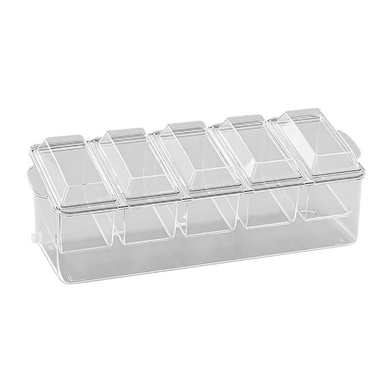 Portable Fruit Box Container with Ice Pack, 5 Compartments Chilled Travel Camping Tray with Clip & Forks, Cooling Divided Serving Tray, for Outdoor Parties, Picinics