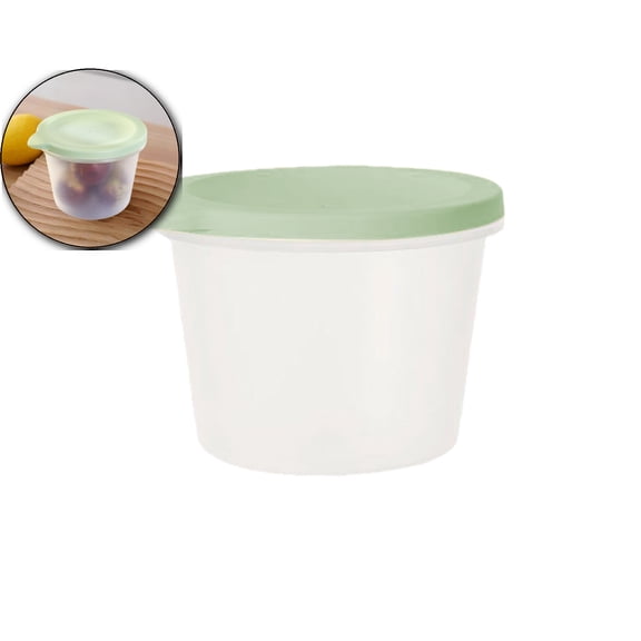 Portable Fruit Box, Round Storage Container Crock with Lid, Plastic Bento Container for Kitchen, Restaurants, Home, 4.05x3.14"