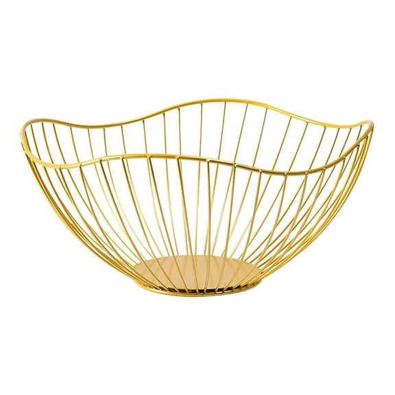 Portable Fruit Storage Baskets, Torqee Bread Display Holders, Snack Serving Pots, for Kitchen Counter, Summer Parties and Dining Table Use, Tall Gold