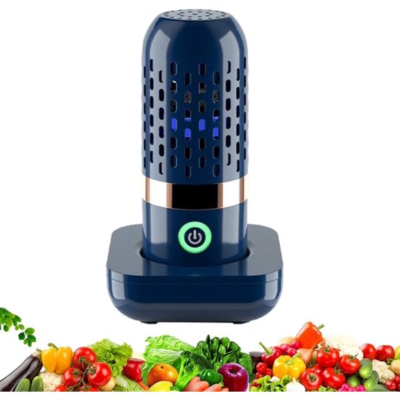 Portable Fruit and Vegetable Washing Machine, Cordless Food Purifier, USB Rechargeable Cleaner for Fruits, Vegetables, Meat, Rice, Grains, Kitchen Tableware (1, Navy)