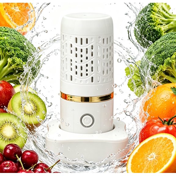 Portable Fruit and Vegetable Washing Machine, Wireless Rechargeable Food Washer for Fruits, Veggies, Meat, Rice & Utensils, Waterproof, Automatic Cleaning for Kitchen