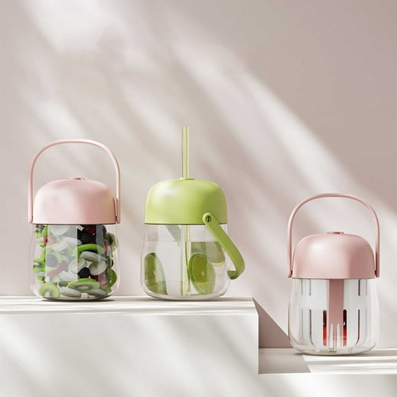 Portable Fruit Veggie Cup With Built In Fork Leakproof Container For Kitchen Outdoor Indoor Use