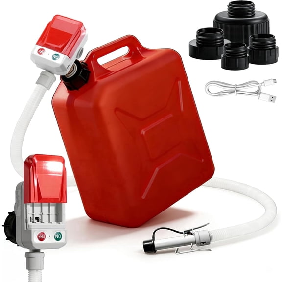 Binazon Fuel Transfer Pump 3.2 GPM Battery-Powered with Auto-Stop Sensor, 4 Adapters, 51 Inch Hose Gifts for Men Dad Him