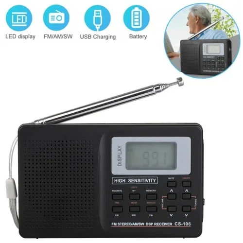 Portable Full Band AM/FM/SW/MW/LW Radio Digital Stereo Speaker Player ...