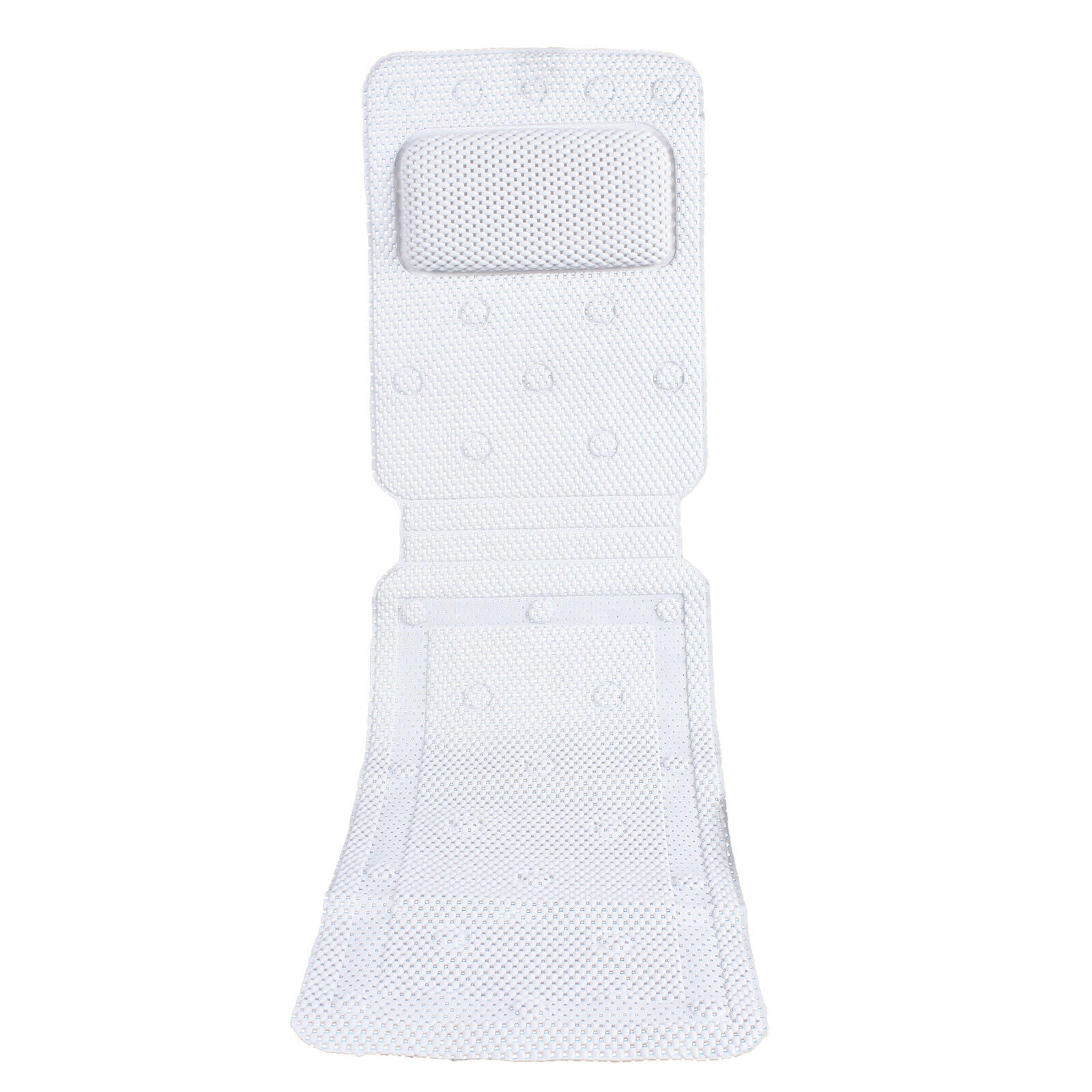 Portable Full Body Bath Pillow PVC Bathtub Mat Tub Soft Pad with Suction Cups Natural Arc Hygiene Comfortable Easy to Use White