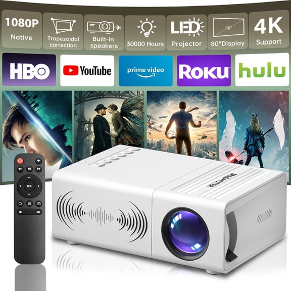Portable Full HD 1080P Projector Compatible for 4K Support, LCD Suitable for Theater, Gaming & Office, with 3-Ready System, High-Brightness for Cinema, Presentations, Parties, - (No Revisions)