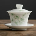 thumbnail image 1 of Portable Gaiwan Home Tea Set 110ml Chinese Ceramic Tea Tureen Teacup Handmade Suede Jade White Porcelain Tea Bowl, 1 of 4