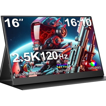Portable Gaming Monitor 120HZ , EVICIV 16inch 2K USB C HDMI Portable Monitor W/ Freesync HDR, External Second Screen for Laptop, PC, PS5, Mac, Xbox