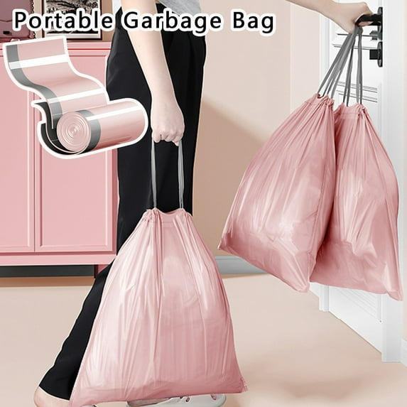Portable Garbage Bag, 50/100 Count Drawstring Bags, Thickened Unscented Wastebasket Liners for Bathroom Bedroom Office Waste Bin