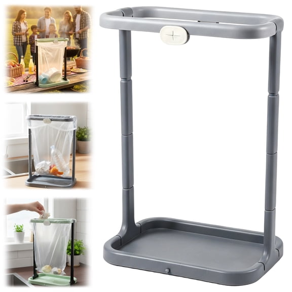 Portable Garbage Bag Stand, Garbage Bag Holder with Bag Roll Kit, Hanging Trash Bag Holder, Multifunctional Waste Bag Support Frame, Outdoor Portable Trash Can, Garbage Bag Holder,Grey