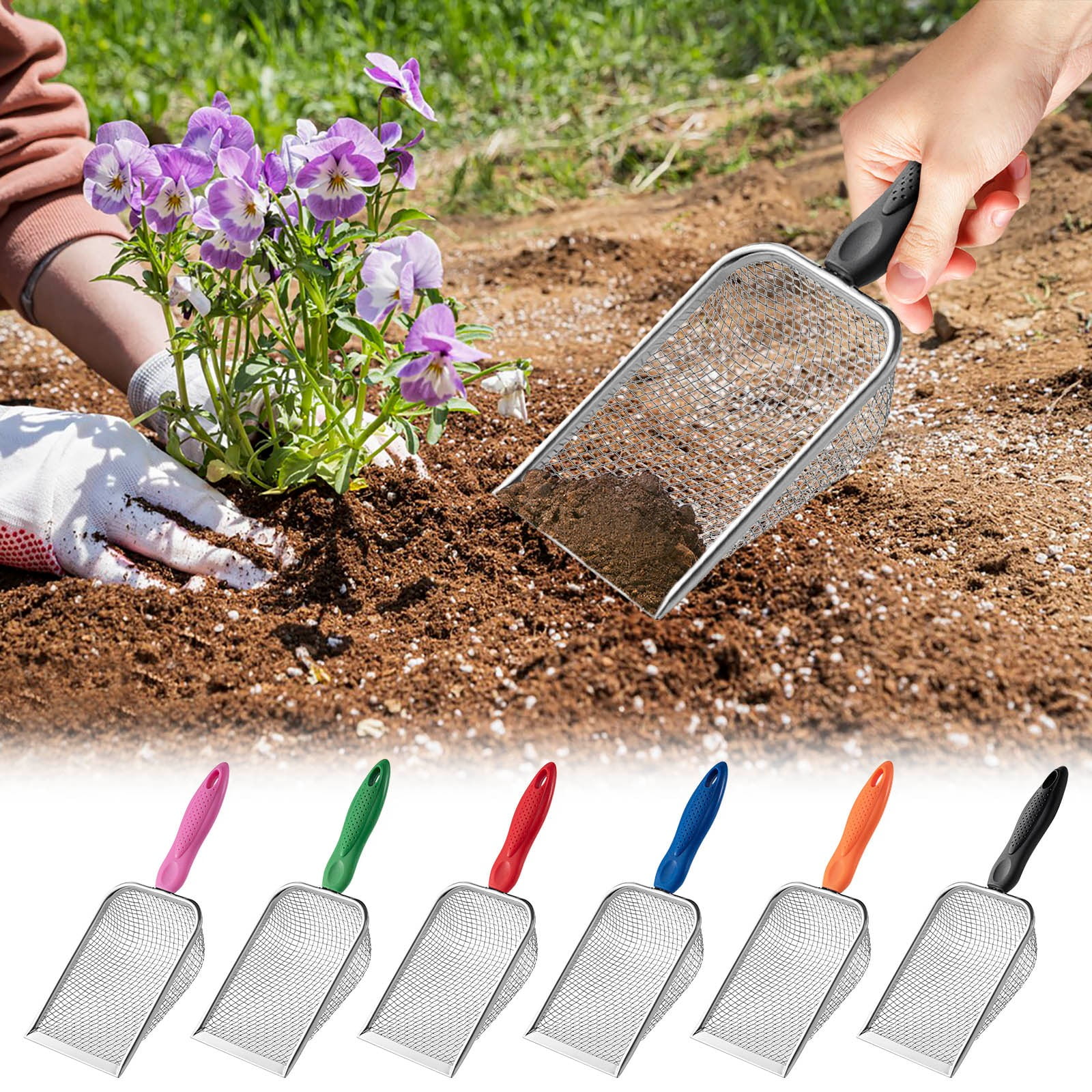 Portable Garden Sieve,Stainless Steel Handle,Durable Plastic Frame,Easy ...