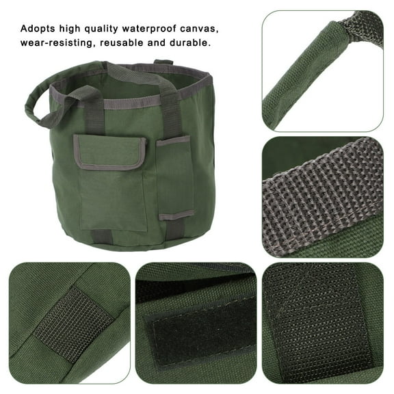 Portable Garden Tool Organizer Bucket, Durable Canvas For Shovels, Forks Pruners
